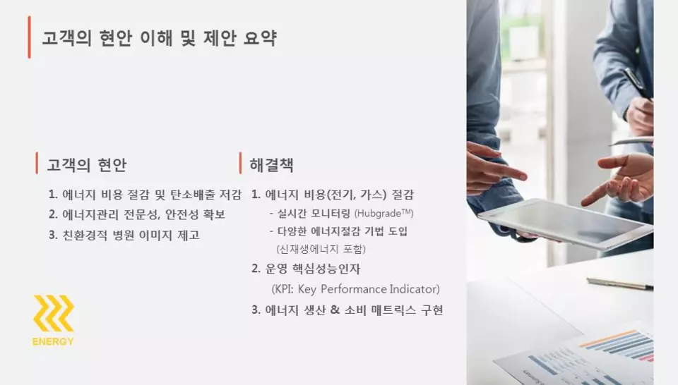 에너지 비용 절감 및 지속 가능성을 위한 주요 과제 및 Hubgrade™ 솔루션.