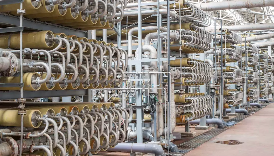 Advanced industrial reverse osmosis system for water treatment at LG / Lotte Chemical Daesan, operated by Veolia.