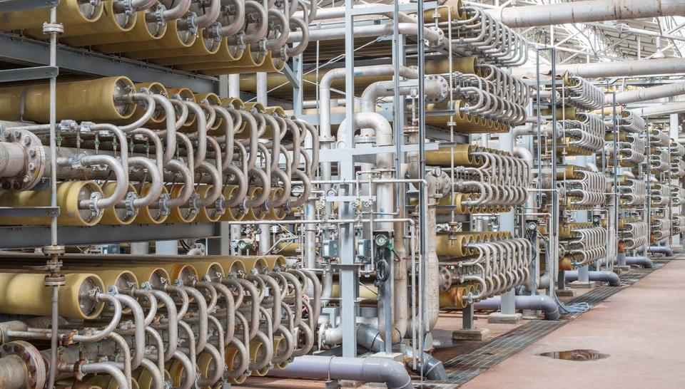 Advanced industrial reverse osmosis system for water treatment at LG / Lotte Chemical Daesan, operated by Veolia.