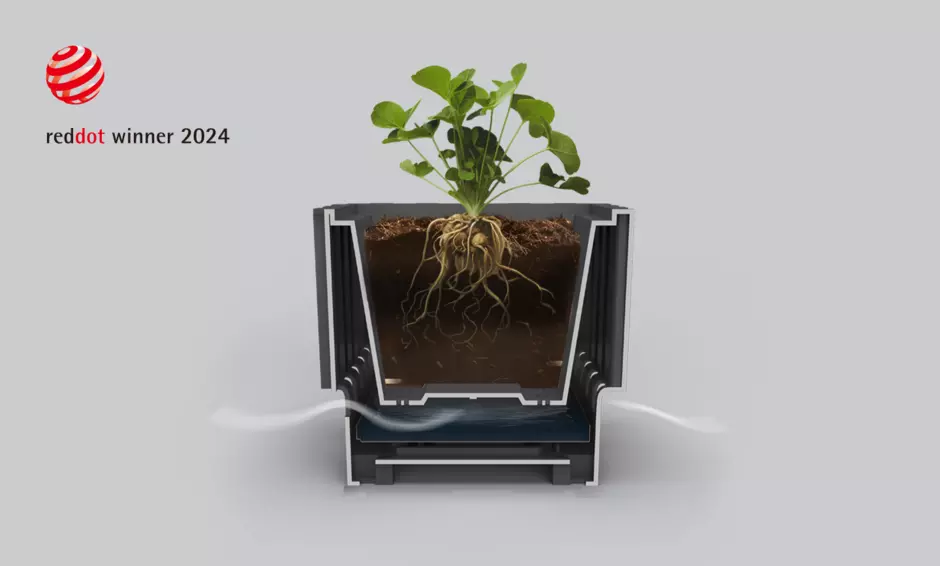 PlastiLoop Hwaseong r-PP로 만든 OWE-POT, Red Dot Award 수상. ESG, 순환경제와 지속가능성을 실현.