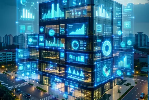 Smart building with digital energy performance dashboards and real-time emissions monitoring for K-ETS 2026 compliance and carbon allowance management